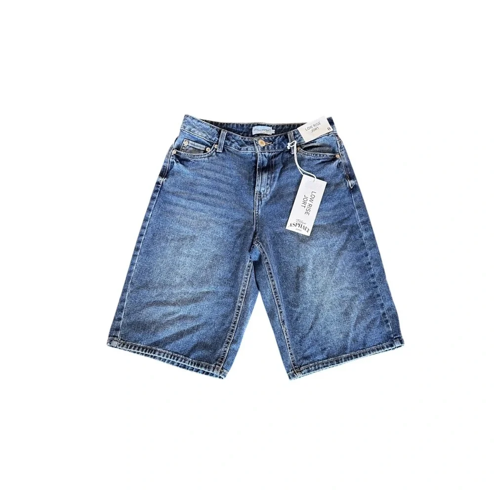 Blue Asphalt Womens Low Rise Denim Jorts Baggy Skater Shorts Blue‎ Size 0 NWT